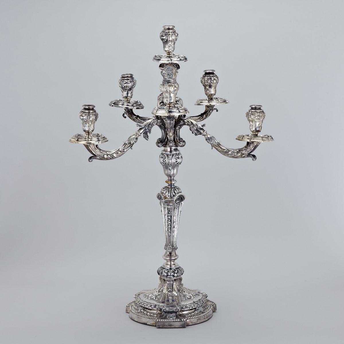 Italian Silver Seven-Light Large Candelabrum, late 19th century