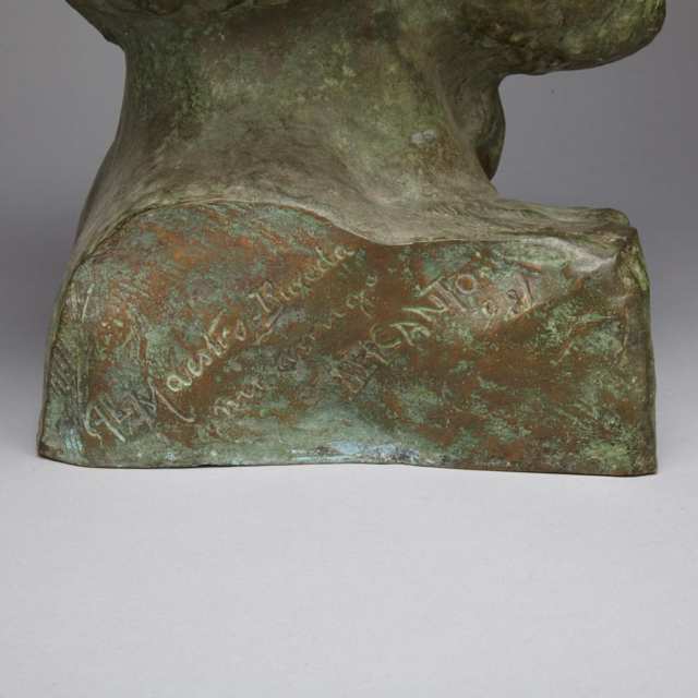 Italian School Patinated Bronze Bust of Beethoven, 1921