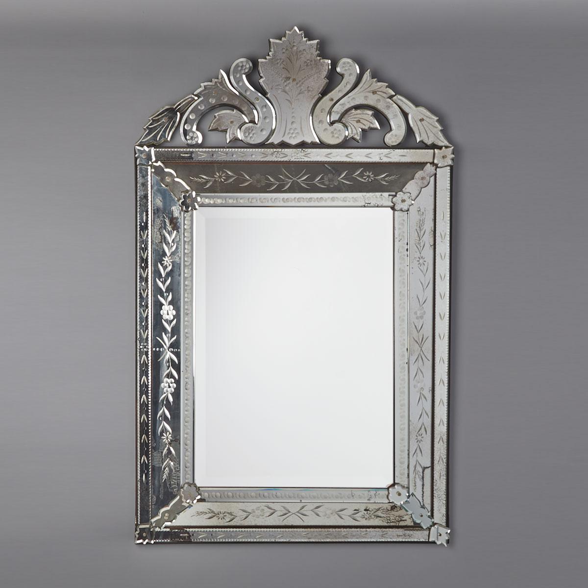 Venetian Etched Glass Mirror Framed Mirror, early 20th century