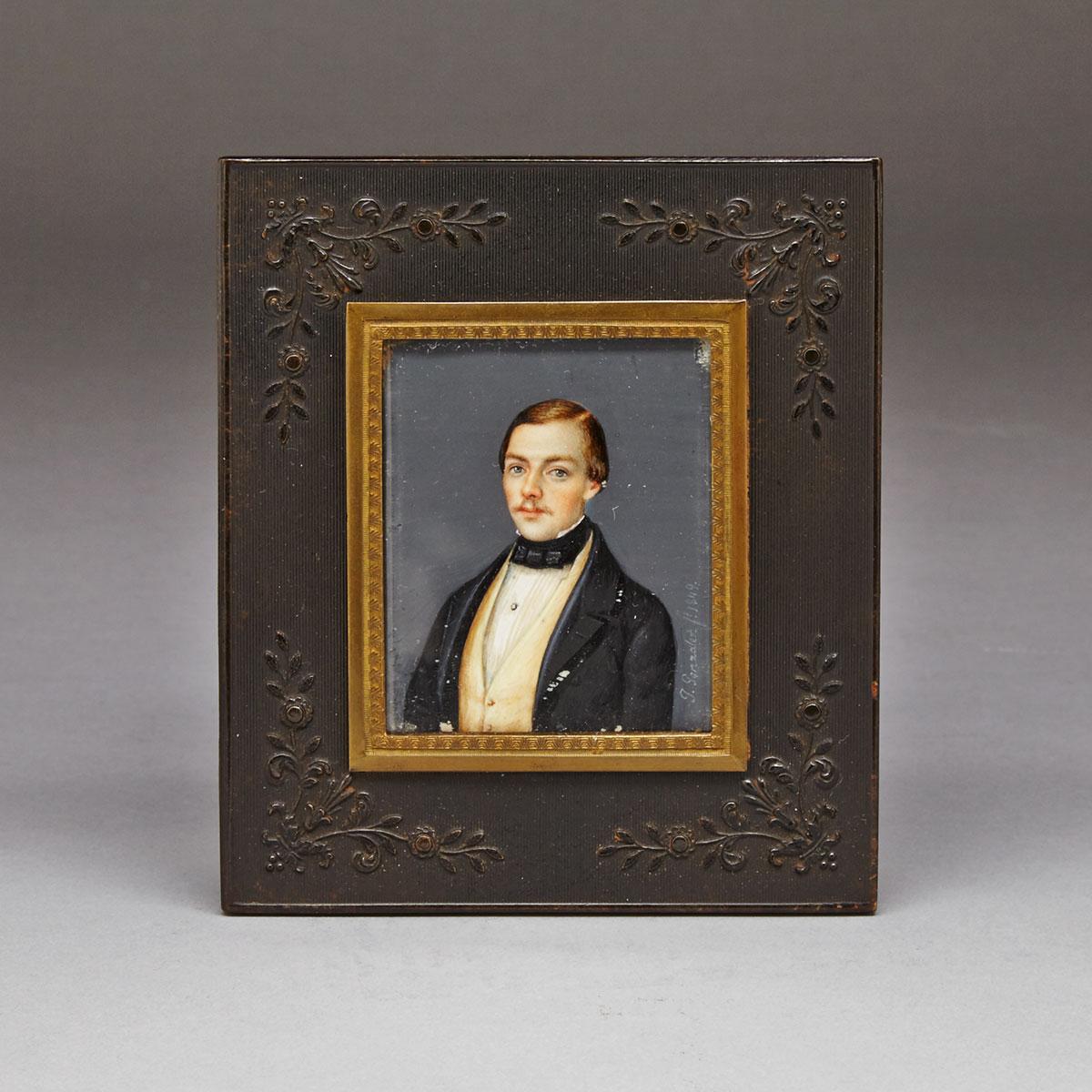 Portrait Miniature of a Young Gentleman, J. Gonzales, 1849