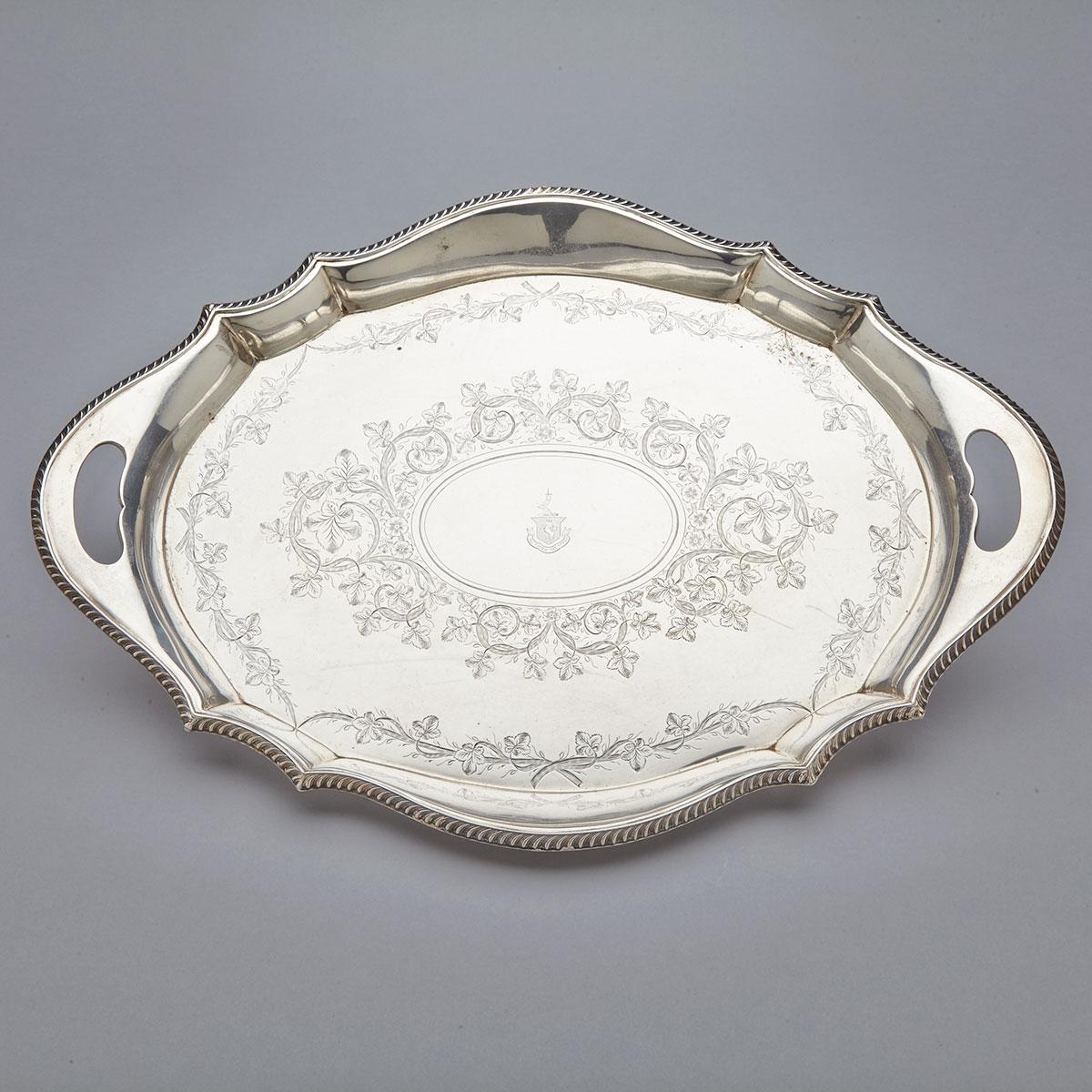 English Silver Two-Handled Oval Serving Tray, John Round, Sheffield, 1911