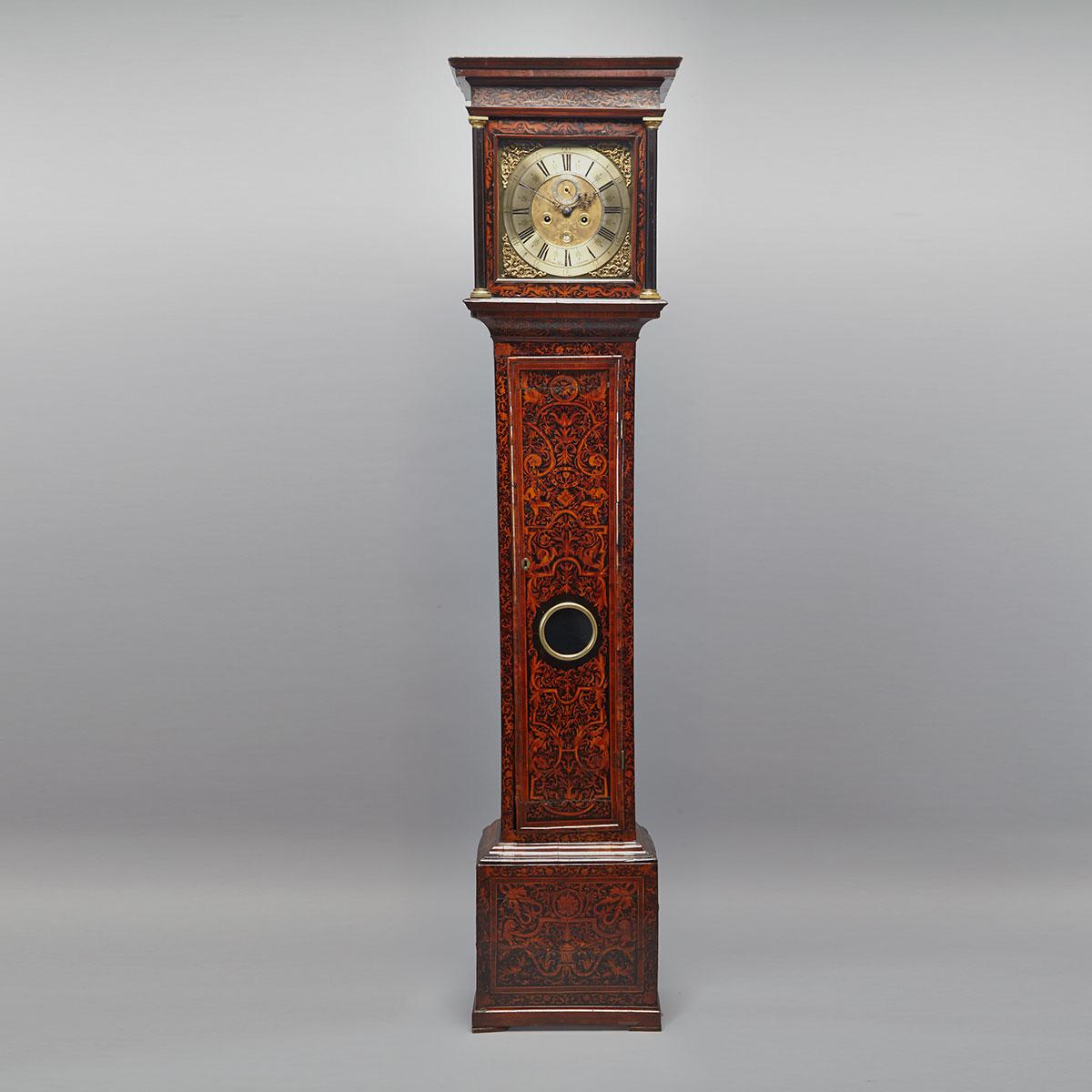 Charles II Olivewood, Ebony and Marquetry Tall Case Clock, Thomas Pare, London, late 17th century