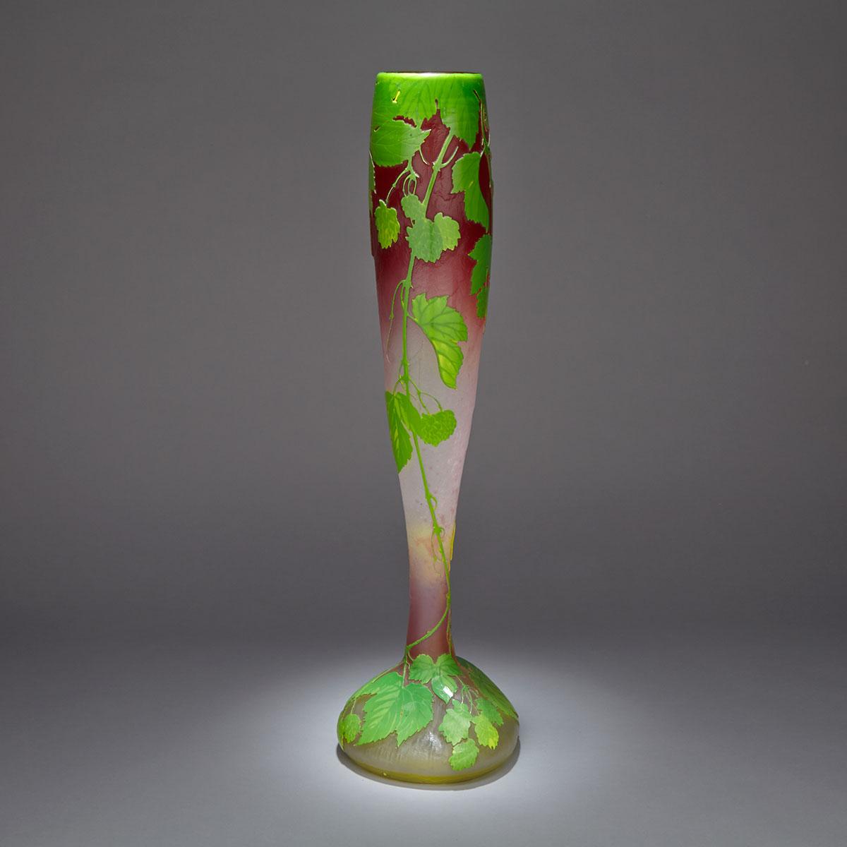 Legras Cameo Glass Large Vase, c.1900