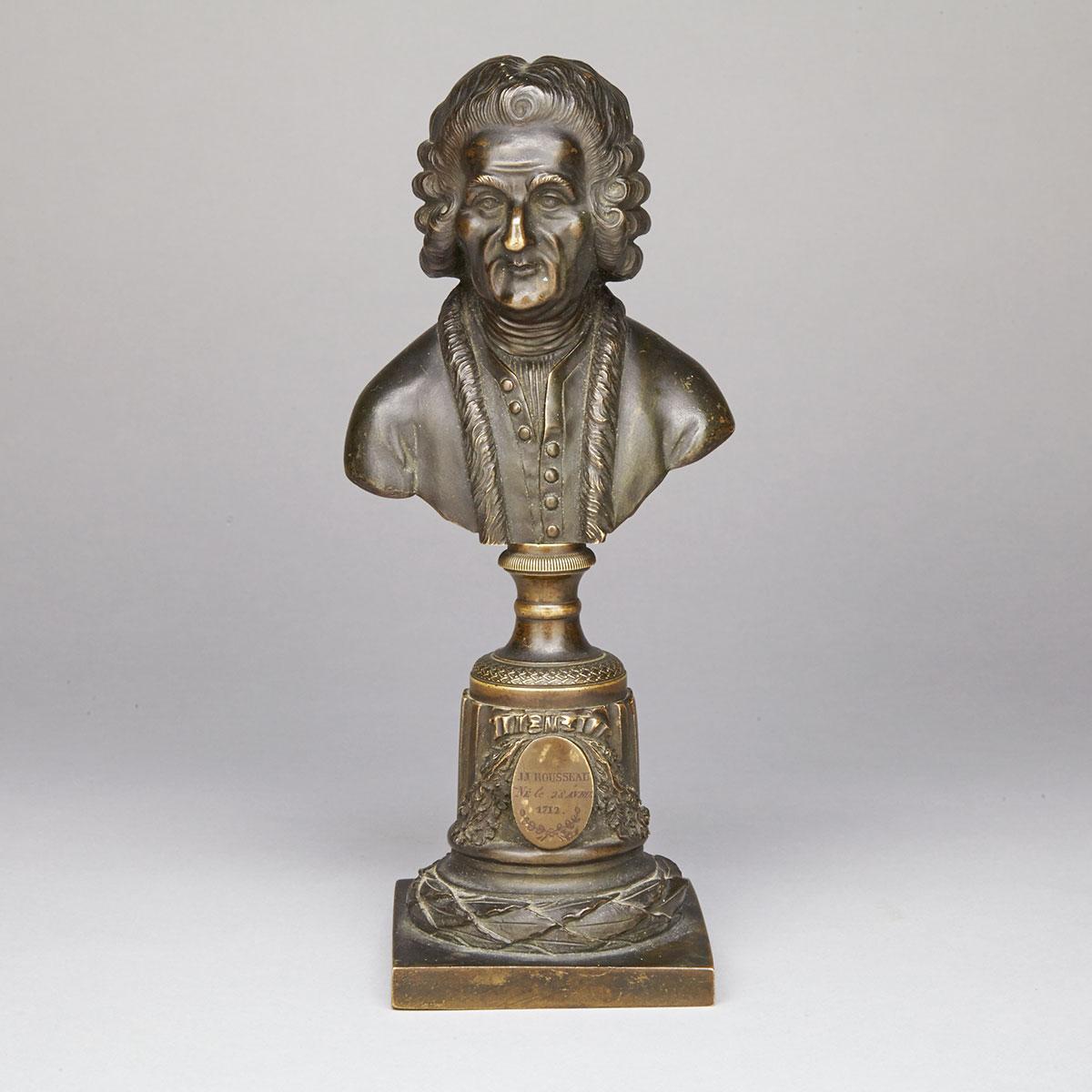 French Bronze Bust of Jean-Jacques Rousseau, 2nd half 18th century