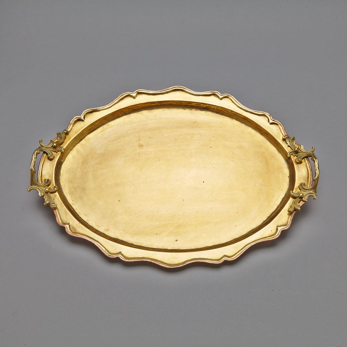 Paul Beau (1871-1941) Copper Mounted Brass Tea Tray, Montreal, early 20th century
