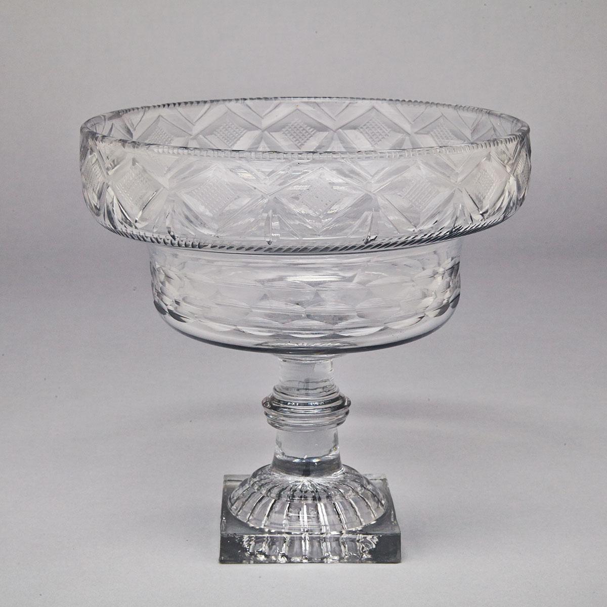 Anglo-Irish Cut Glass Pedestal Footed Bowl, c.1800