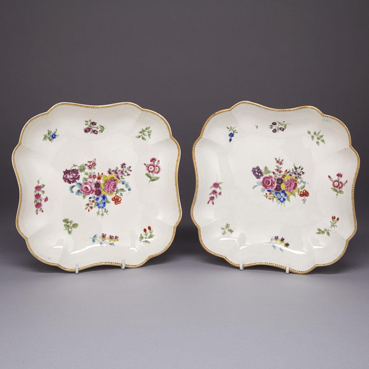 Pair of Worcester Shaped Square Dishes, c.1775