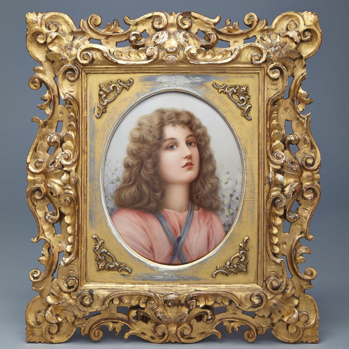 Berlin Oval Portrait Plaque, ‘Spring’, late 19th century