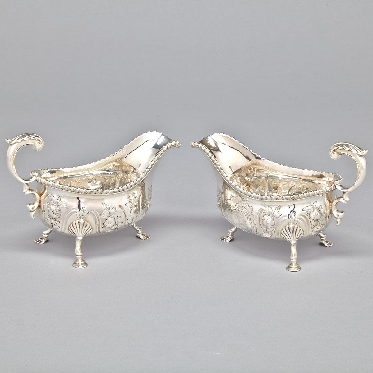 Pair of George III Silver Oval Bellied Sauce Boats, William Skeen, London, 1762