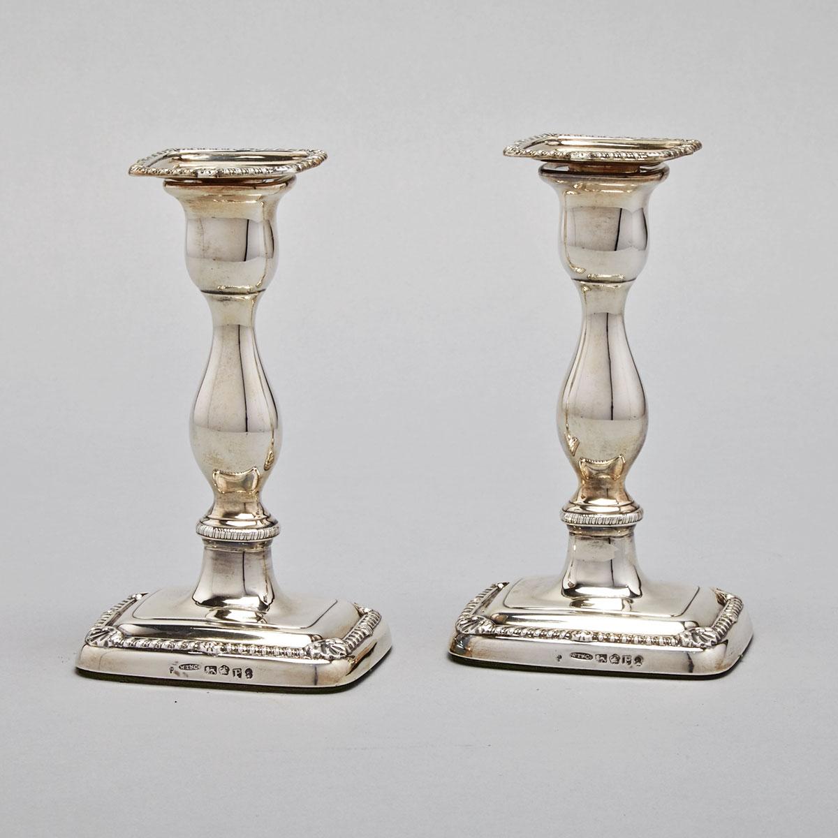 Pair of George III Silver Table Candlesticks, William Tucker & Co., Sheffield, 1808