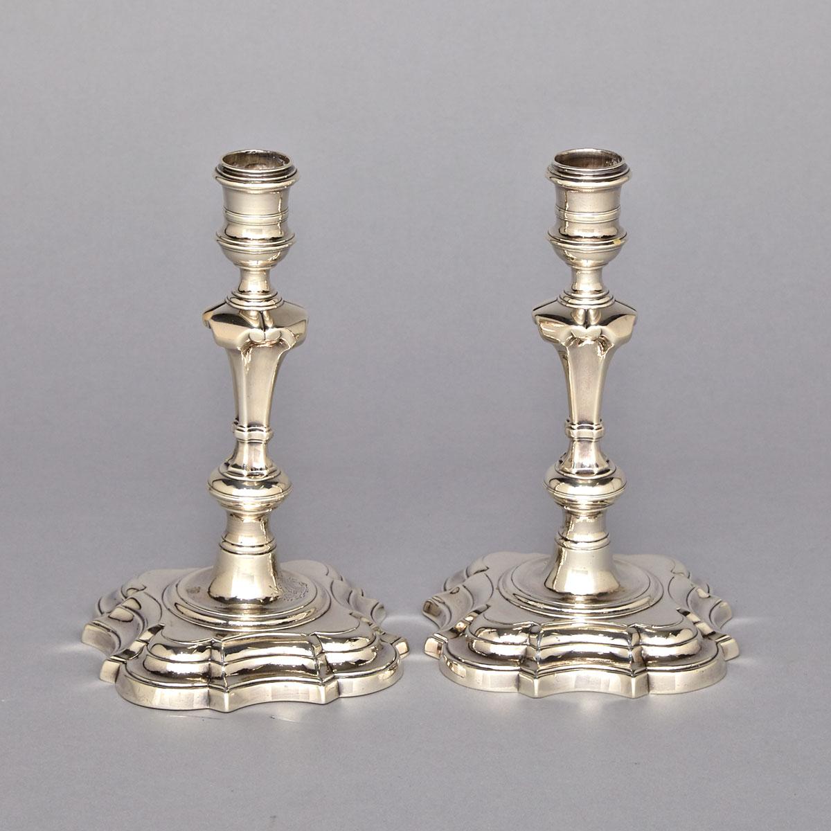 Pair of George II Silver Table Candlesticks, Peter Archambo I, London, 1742