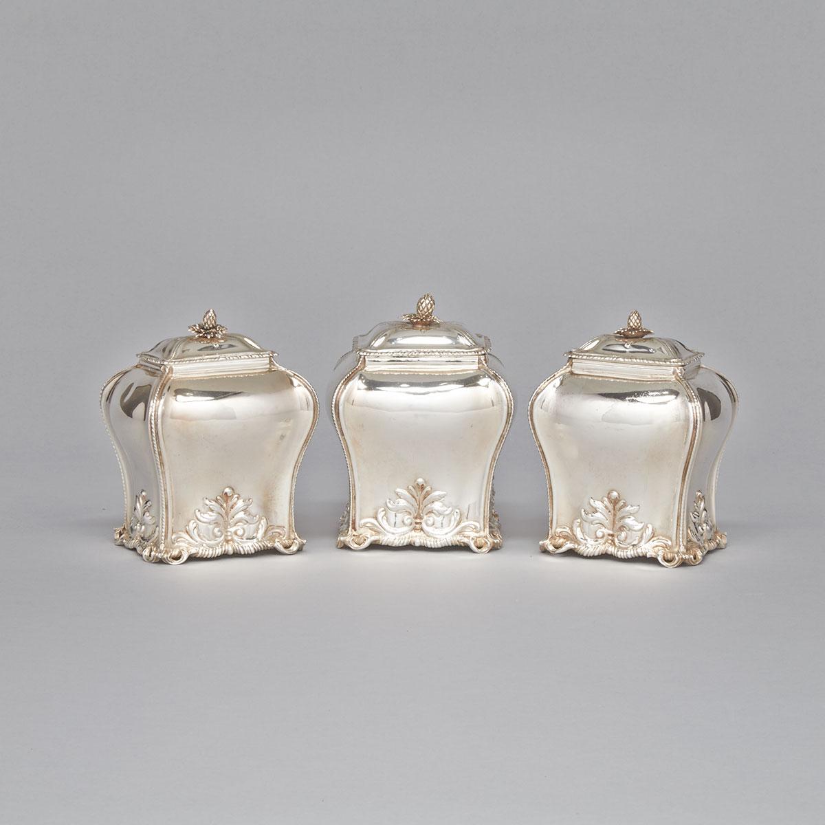 Set of Three George III Silver Tea Caddies, Edward Aldridge I, London, 1771