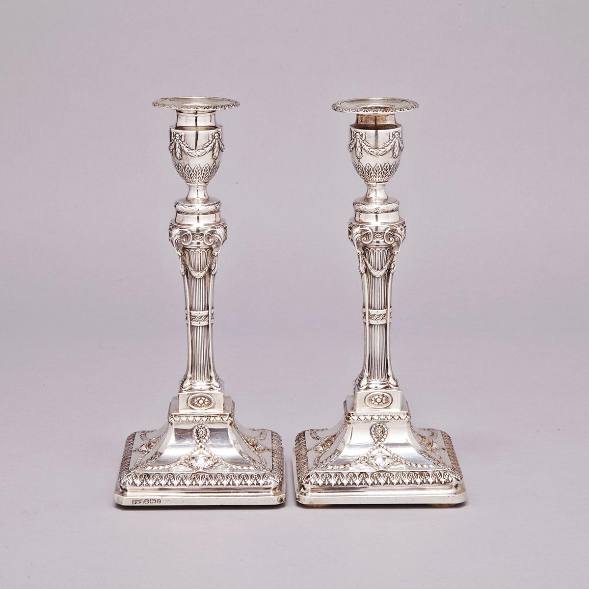 Pair of Victorian Silver Table Candlesticks. Hawkesworth, Eyre & Co., Sheffield, 1890