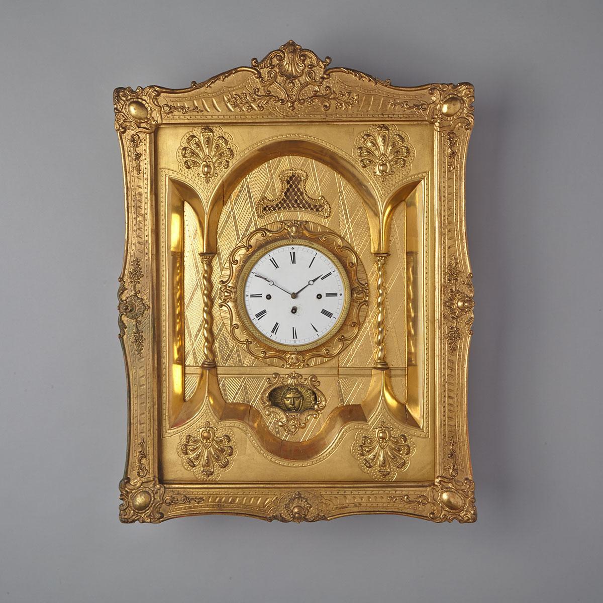 Austrian Giltwood Frame Grand Sonnerie Wall Clock, Walter Peter Gutmann, 19th century