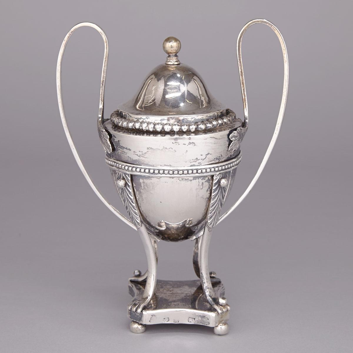 Maltese Silver Covered Sugar Vase, Giovanni Cannataci, Valletta, c.1800-10