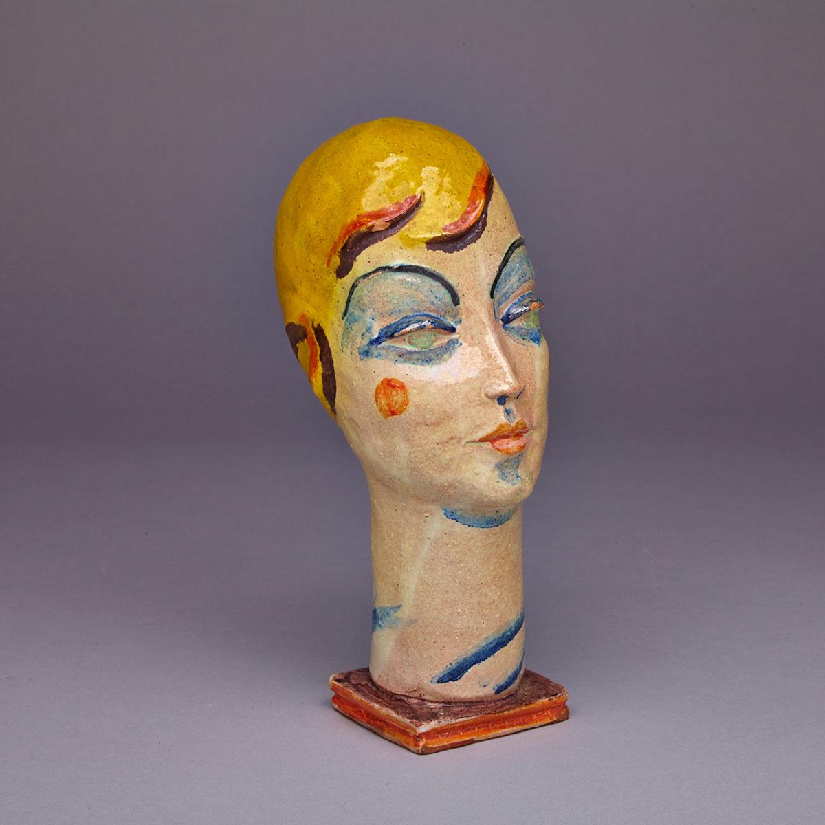 Wiener Werkstätte Glazed Terra Cotta Head of a Woman, Gudrun Baudisch-Wittke, c.1927