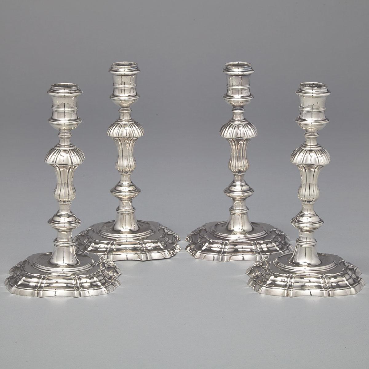 Set of Four George II Silver Table Candlesticks, John Cafe, London, 1742