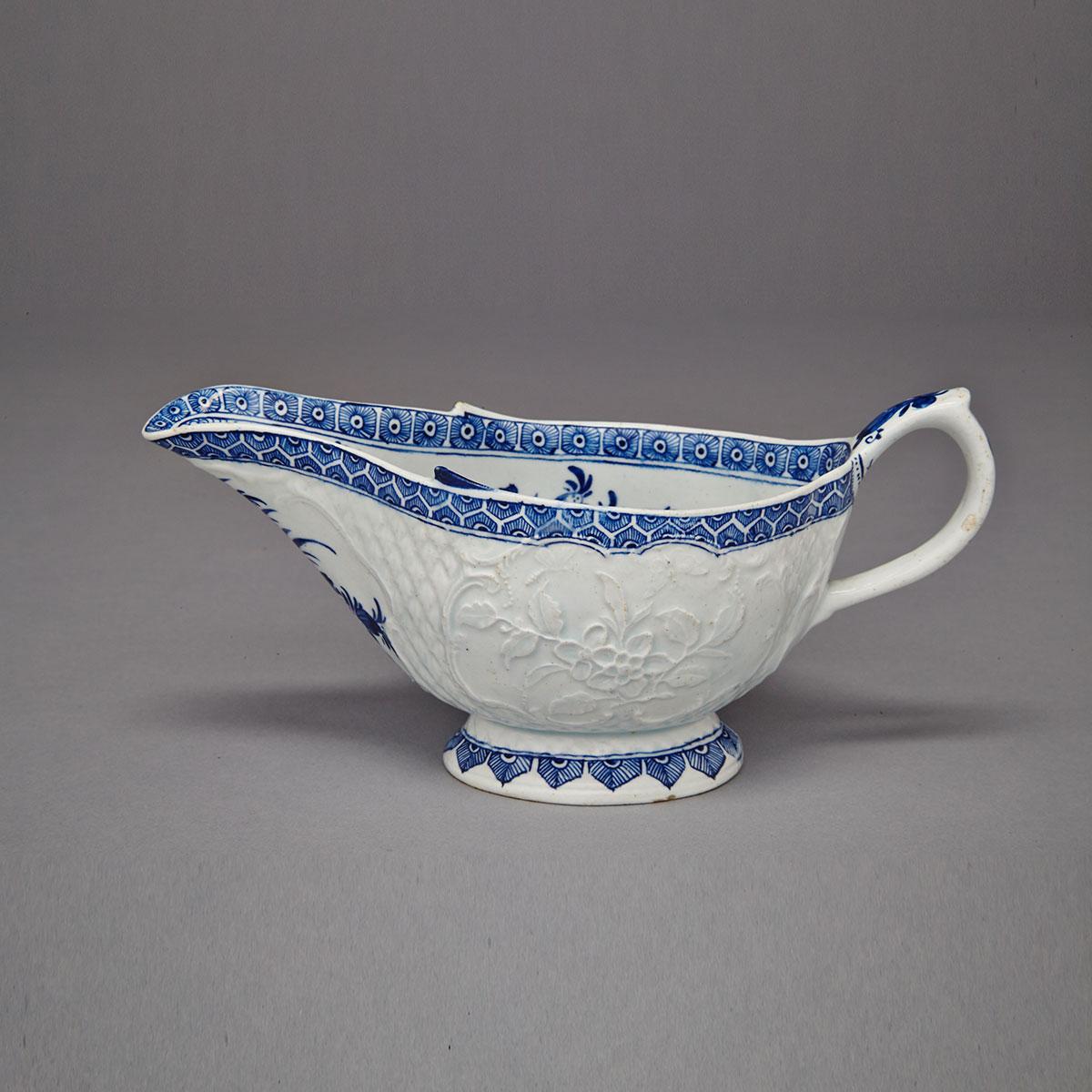 Bow Blue and White Sauceboat, c.1765