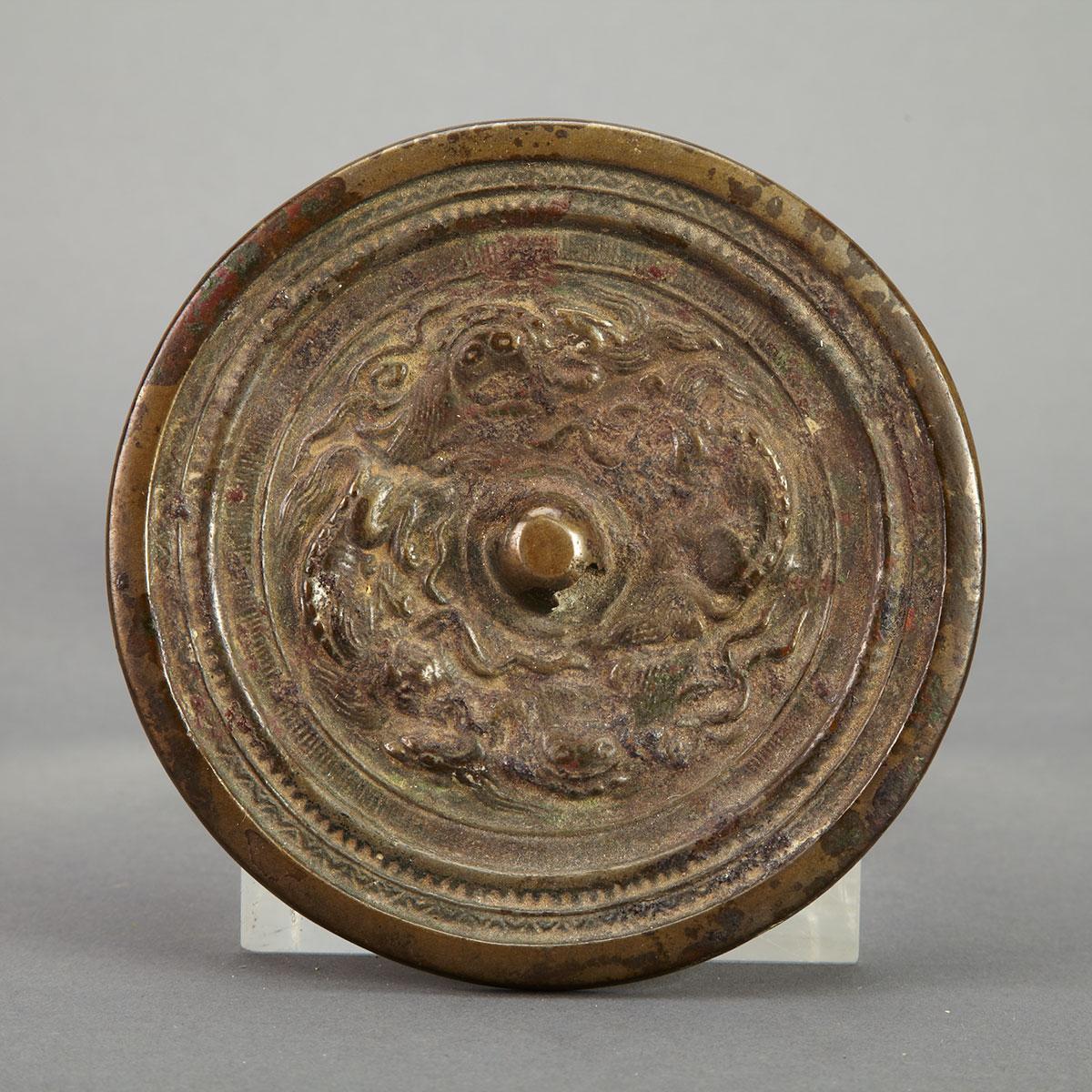 Bronze ‘Mythical Beast’ Mirror, Ming Dynasty or Earlier