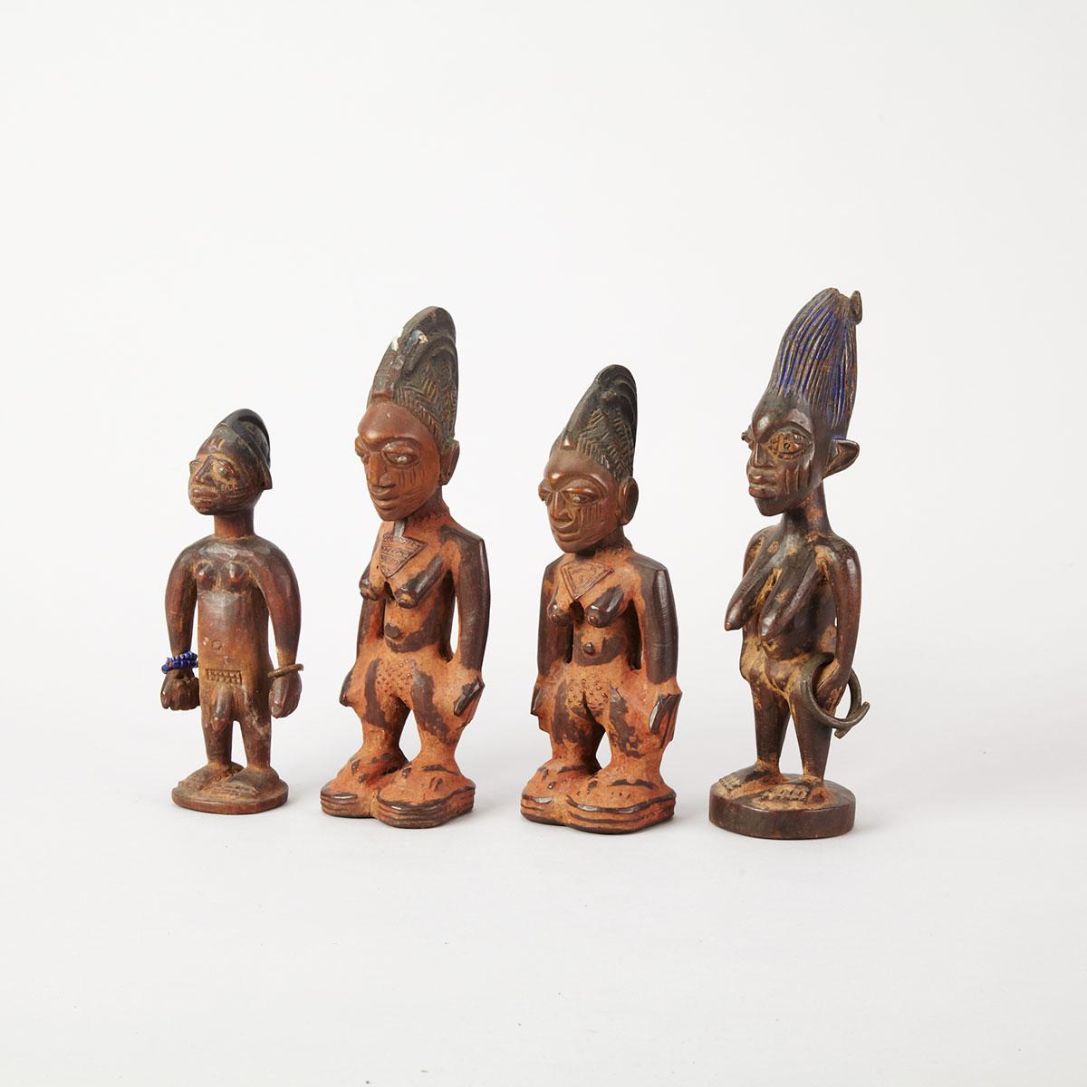 Group of Three Yoruba Female Figures, Nigeria