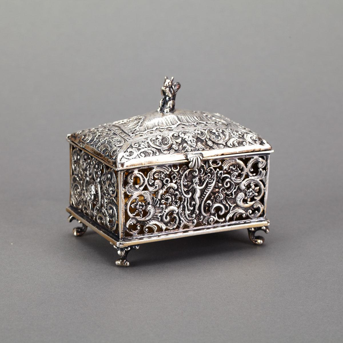 German Silver Potpourri Box, probably Hanau, c.1888