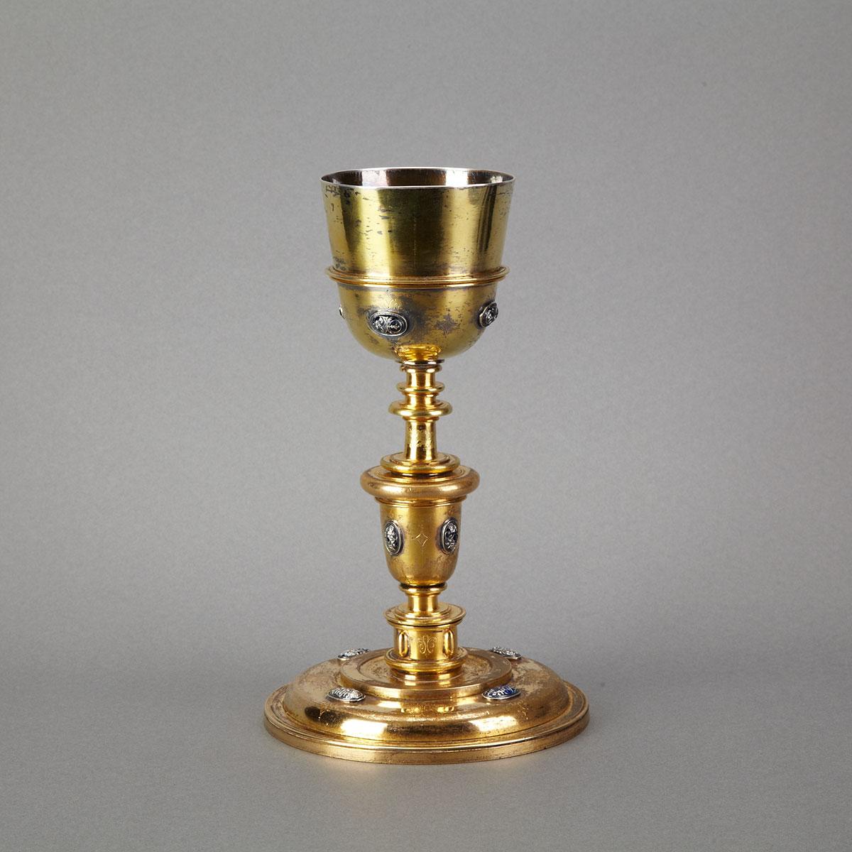 Italian Gilt Bronze and Enamelled SIlver Chalice, late 19th century