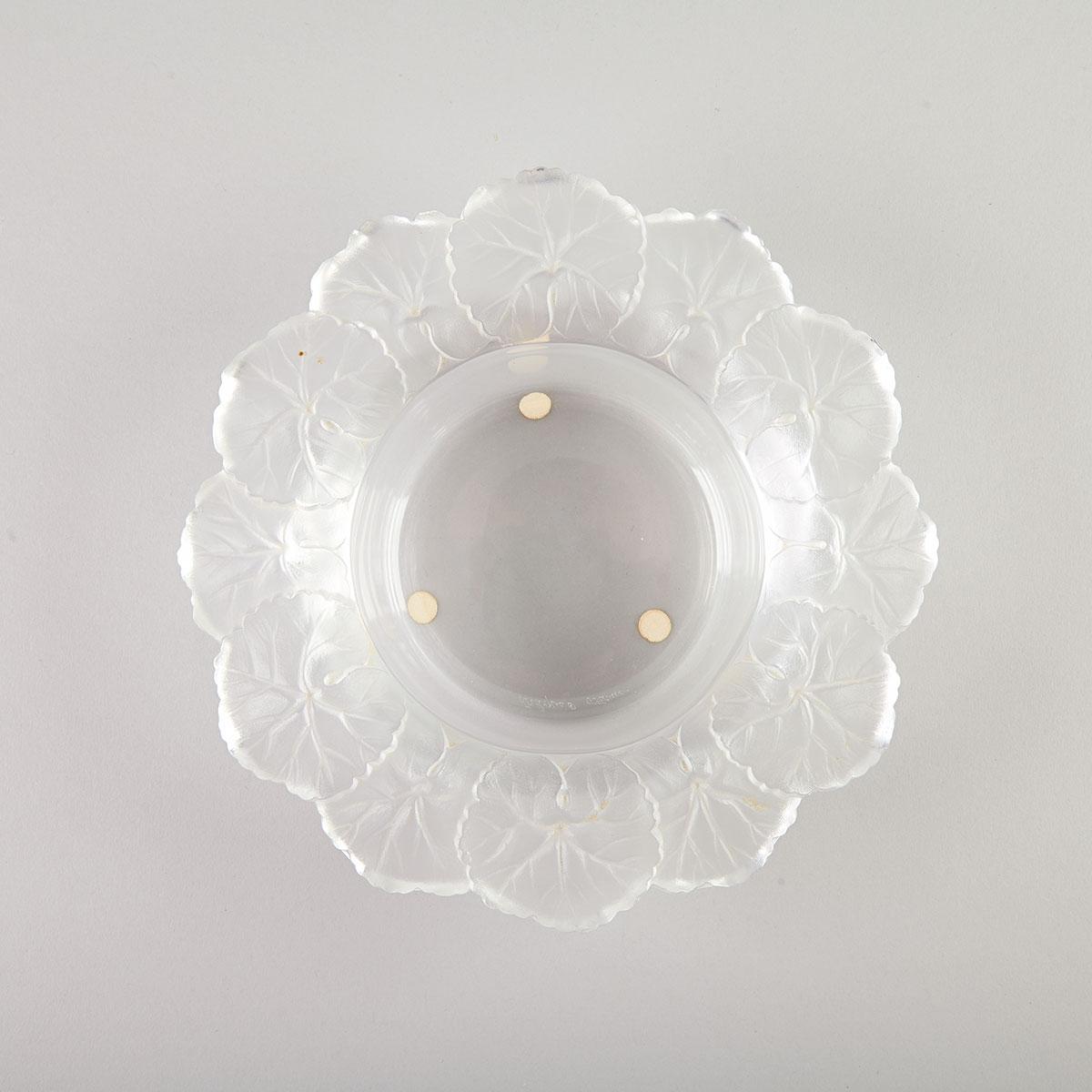 ‘Honfleur’, Lalique Moulded and Partly Frosted Glass Bowl, post-1960