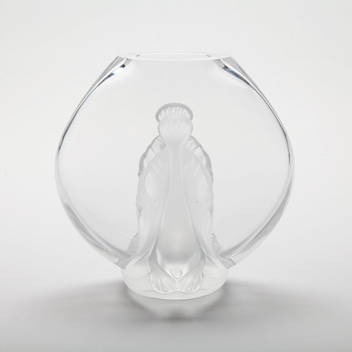‘Garance’, Lalique Moulded and Partly Frosted Glass Vase, 20th century