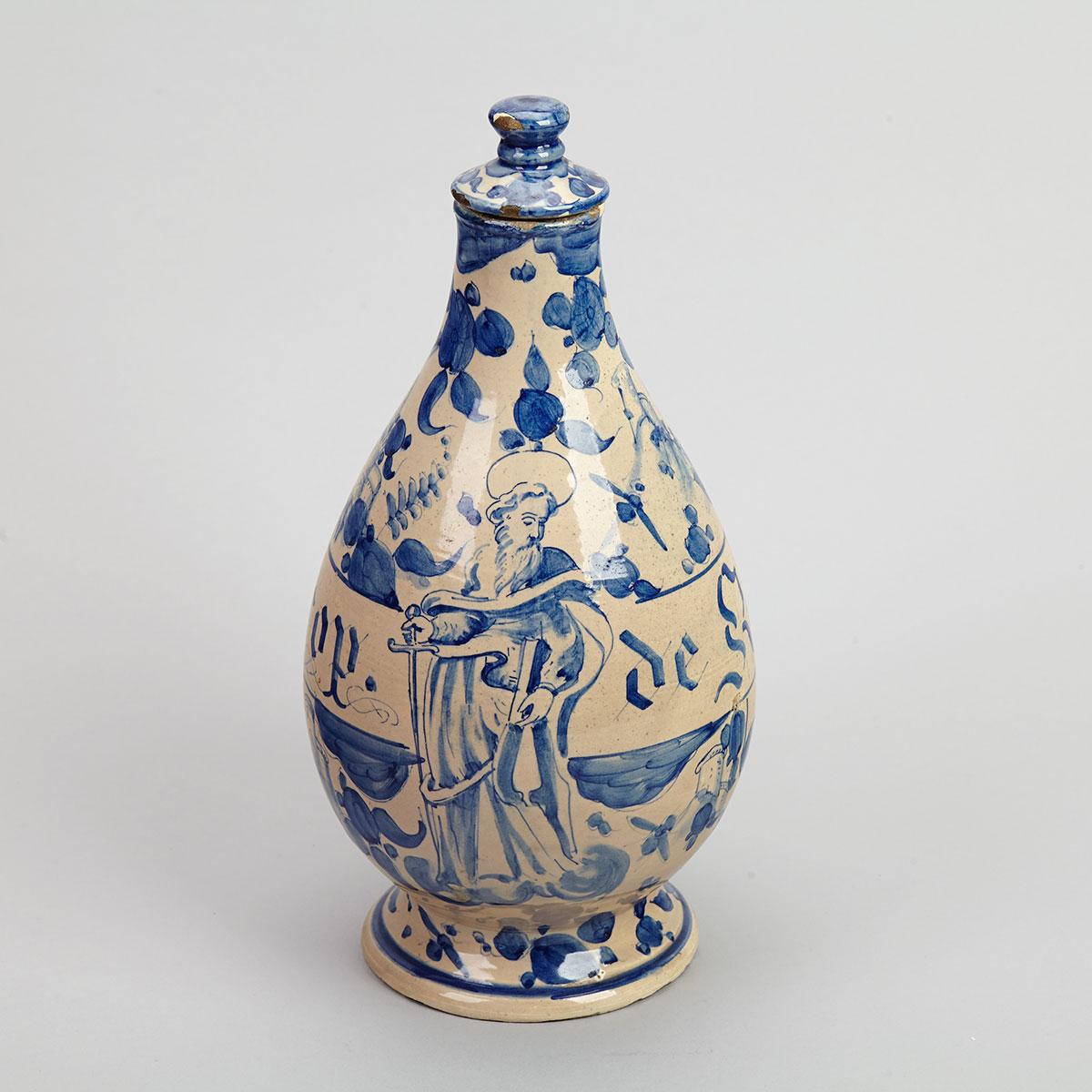 Maiolica Bottle with Stopper, 19th century
