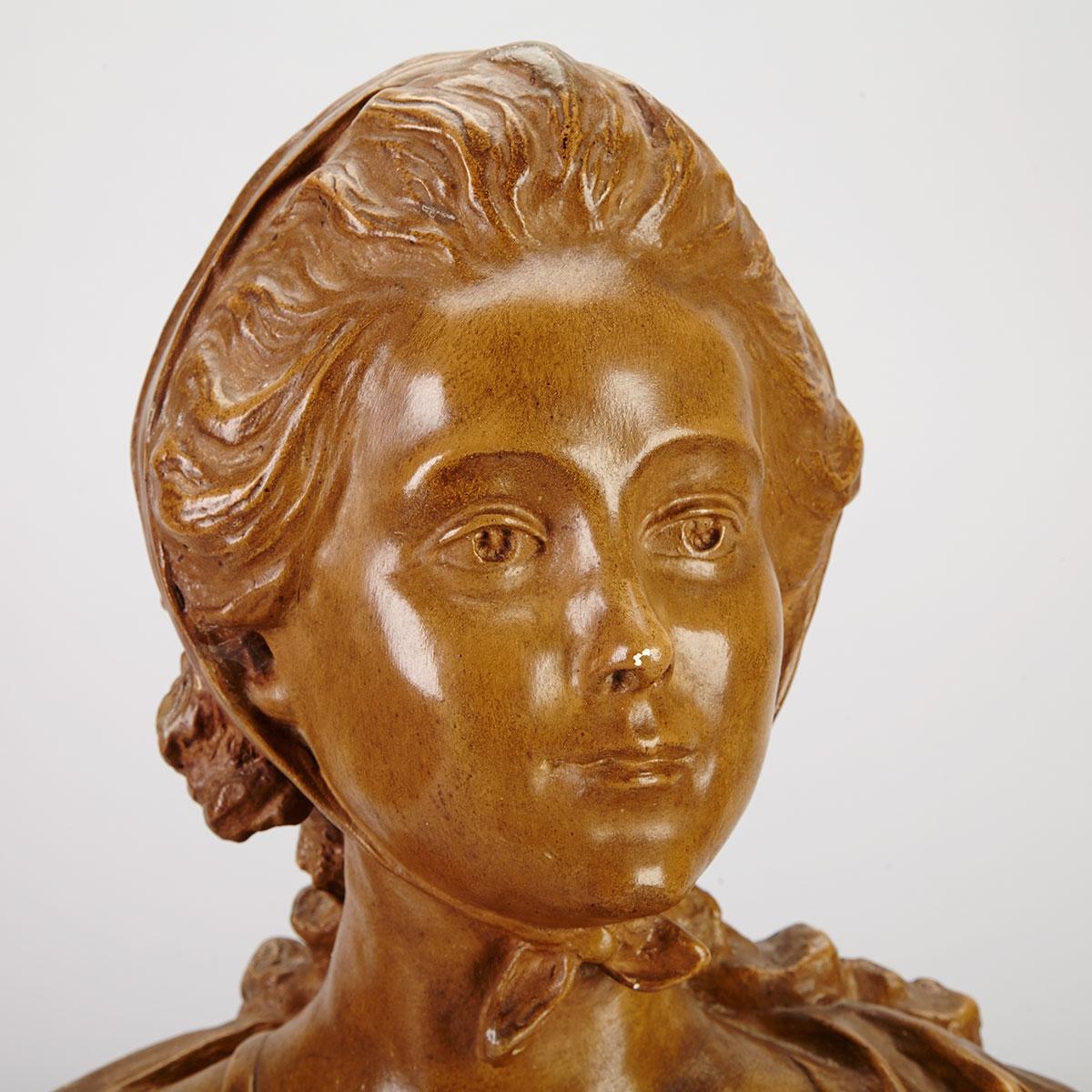 Painted Plaster Bust of a French Court Beauty, early 20th century
