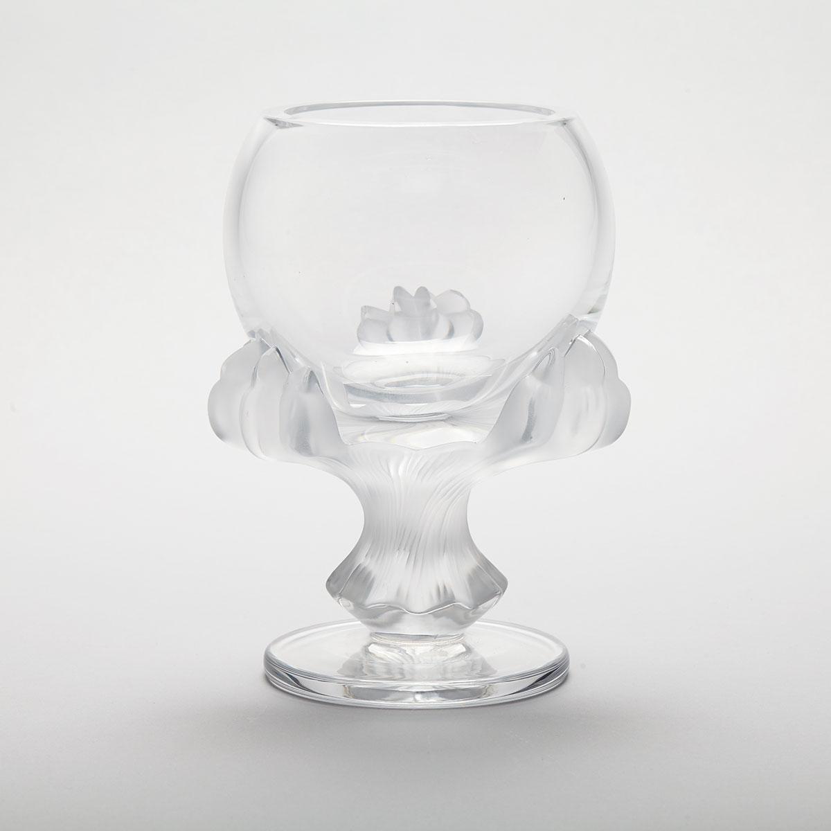 ‘Bagheera’, Lalique Moulded and Partly Frosted Glass Vase, 20th century