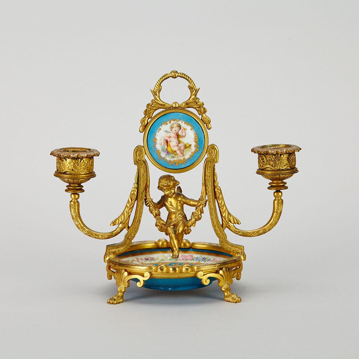Sevres Porcelain Mounted Ormolu Desk Stand, 19th century