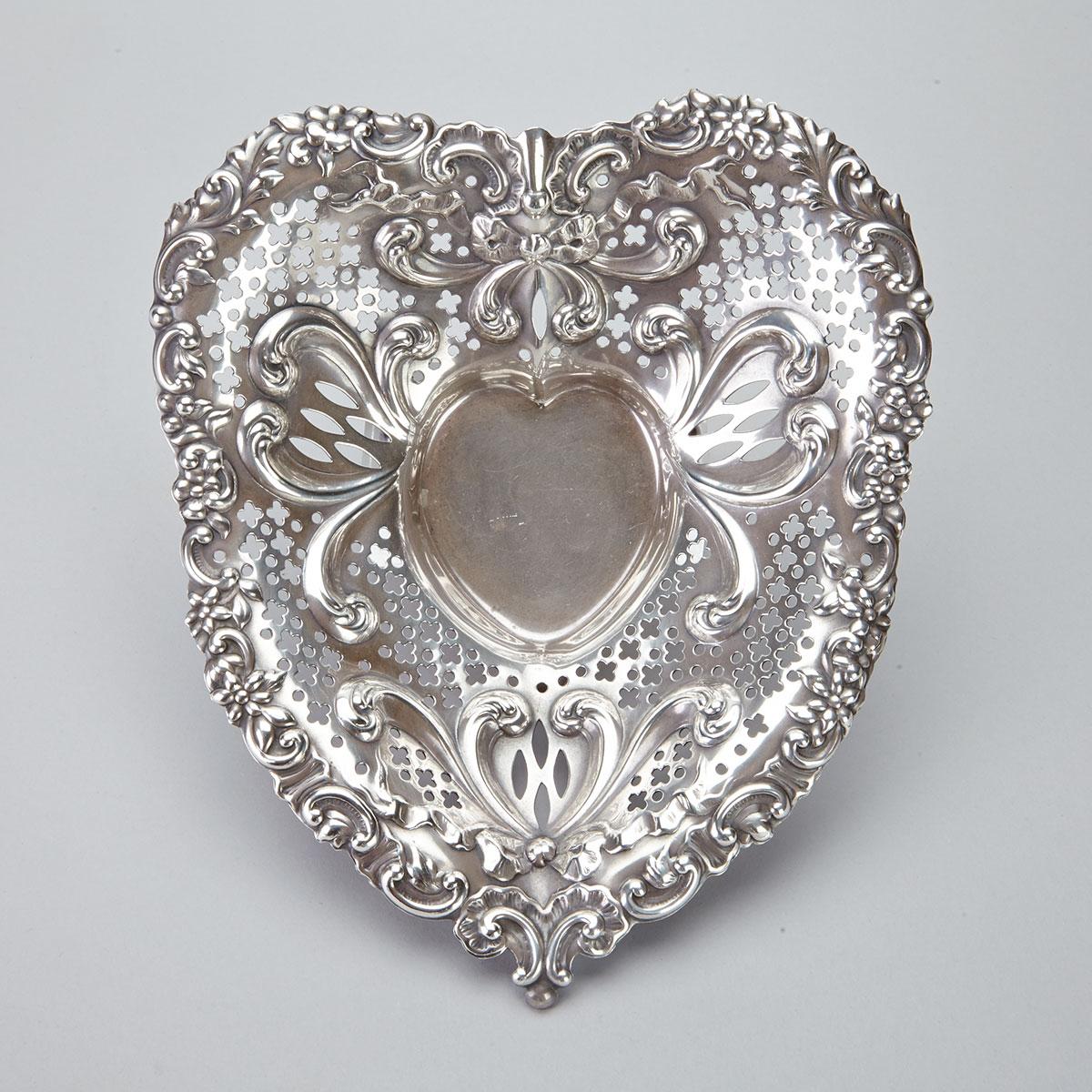 American Silver Heart Shaped Basket, Gorham Mfg. Co., Providence, R.I., 20th century