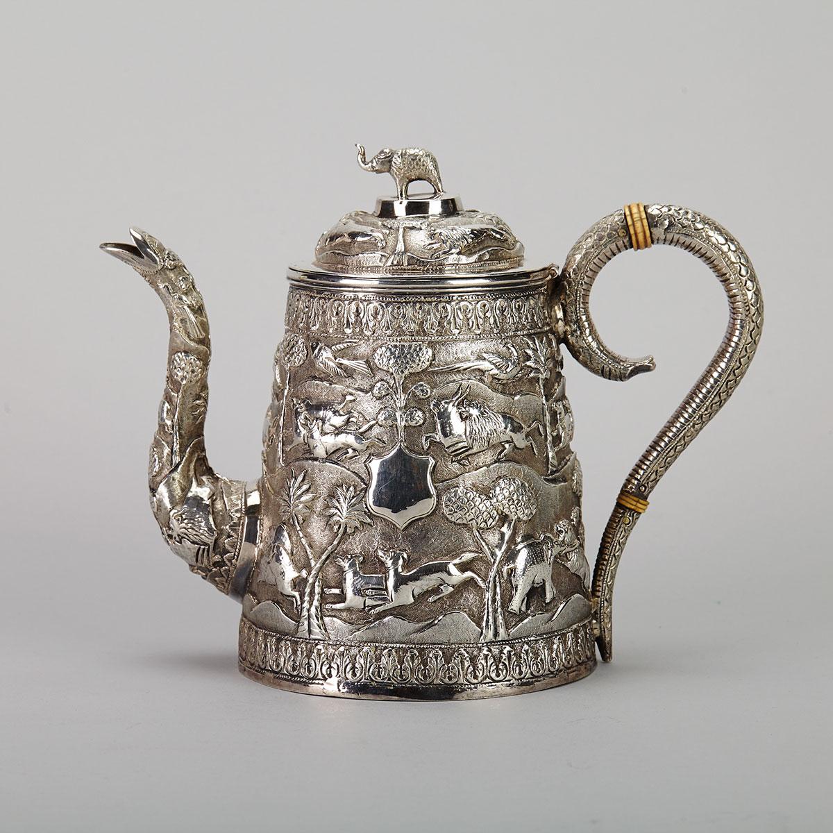 Indian Silver Coffee Pot, late 19th century