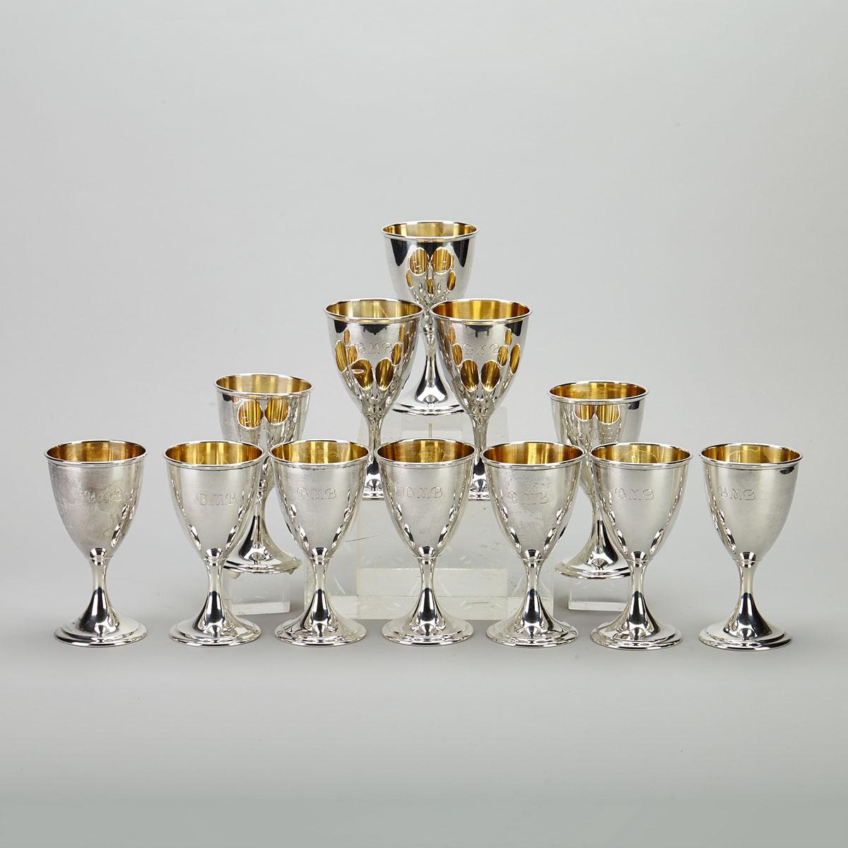 Twelve American Silver Goblets, R. Wallace & Sons, Wallingford, Ct., 20th century