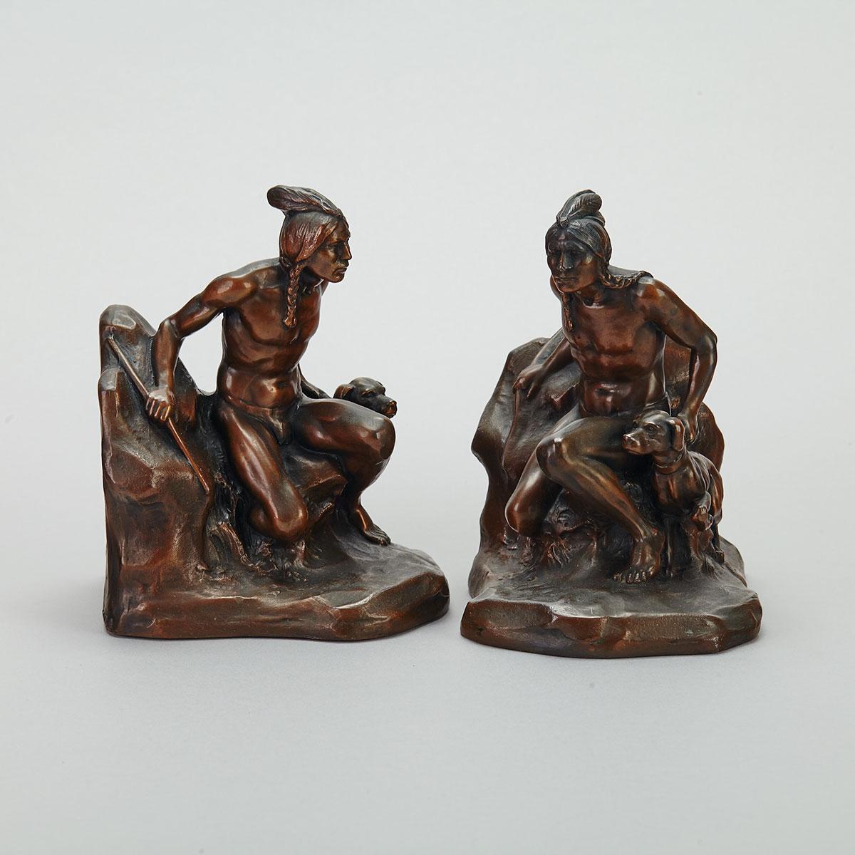 Pair of Jennings Brothers Copper Patinated Figural Bookends, early 20th century