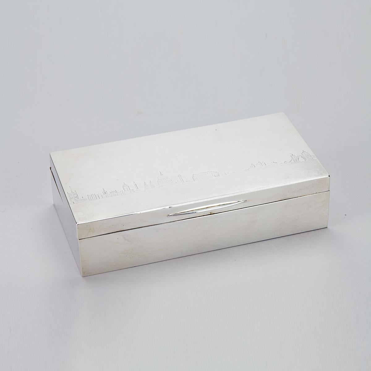 English Silver Table Cigarette Box, Mappin & Webb, London, 1936