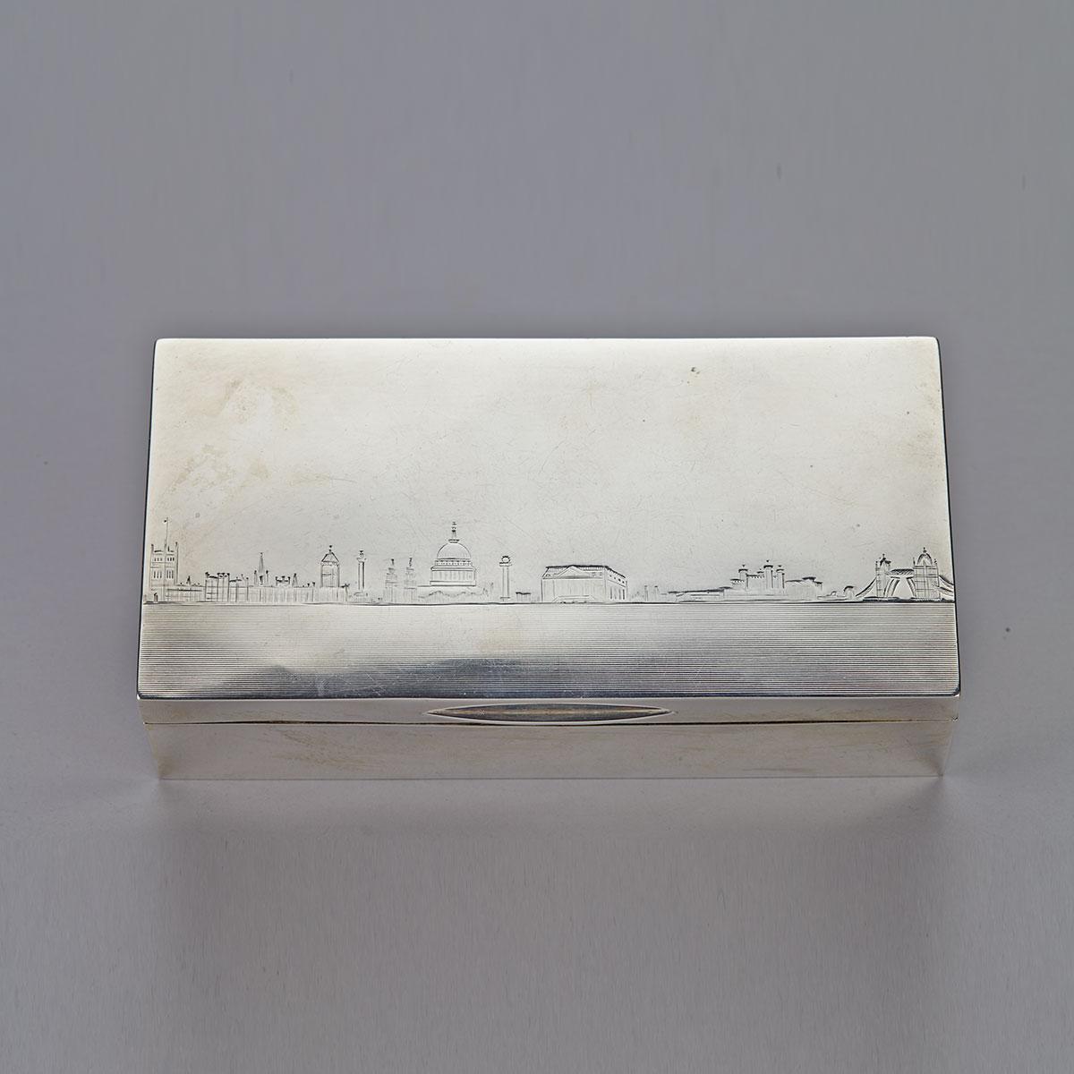 English Silver Table Cigarette Box, Mappin & Webb, London, 1936