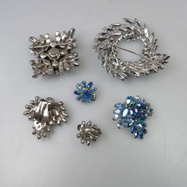 Two Sherman Silver-Tone Metal Brooch And Earring Suites 