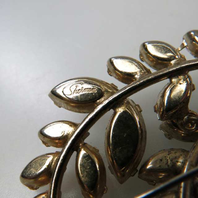 Sherman Gold-Tone Metal Brooch And Earring Suite 
