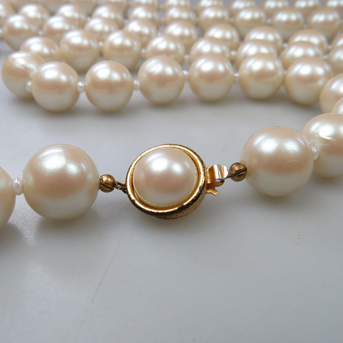 Miriam Haskell Single Strand Faux Pearl Necklace