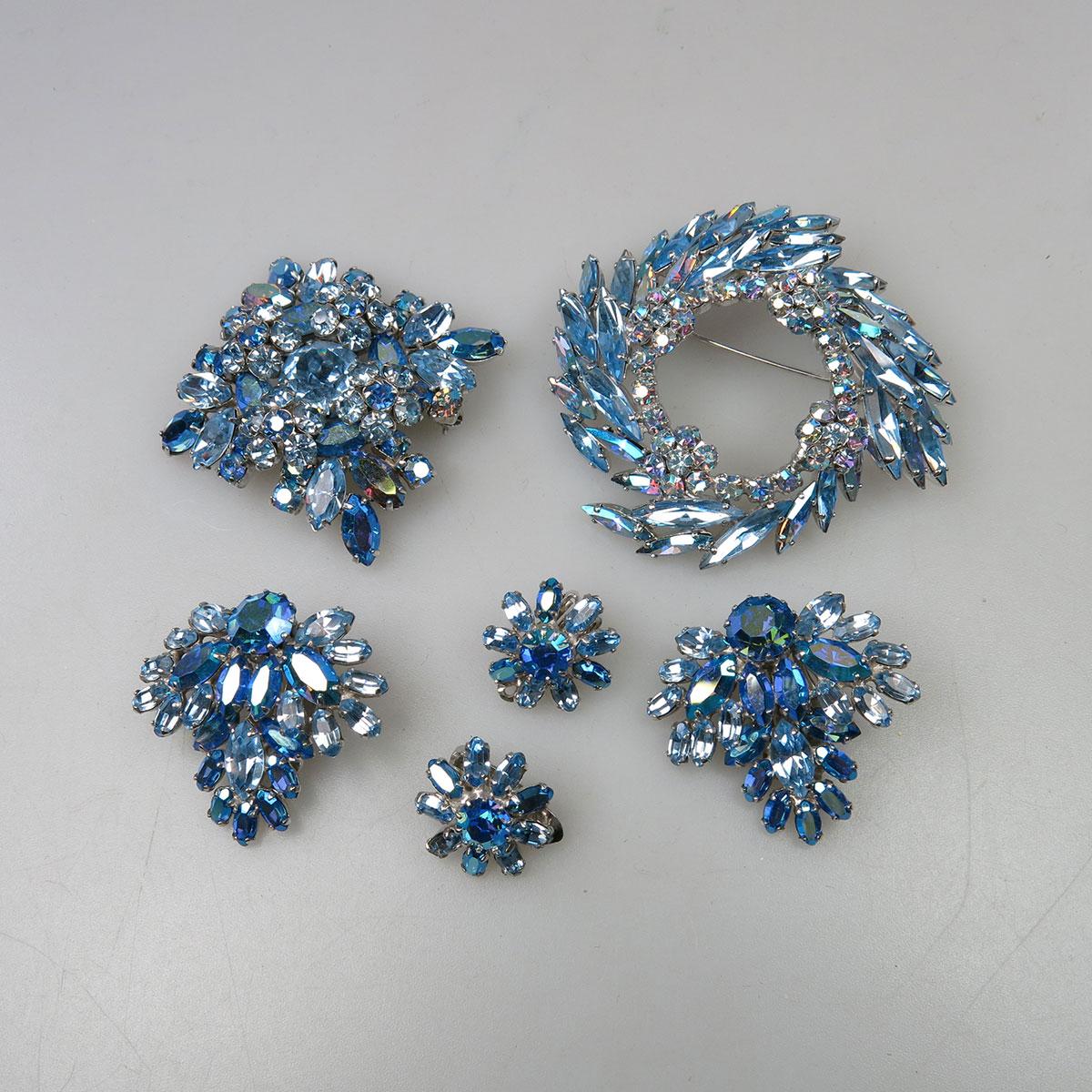 Two Sherman Silver-Tone Metal Brooch And Earring Suites 