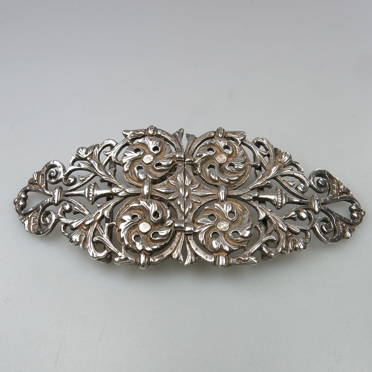 English Silver Openwork Two-Part Buckle