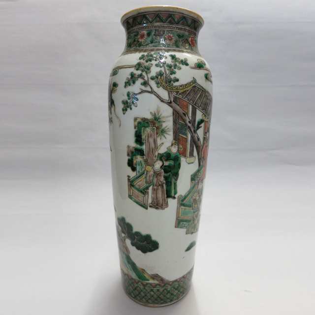 Famille Verte Figural Rouleau Vase
