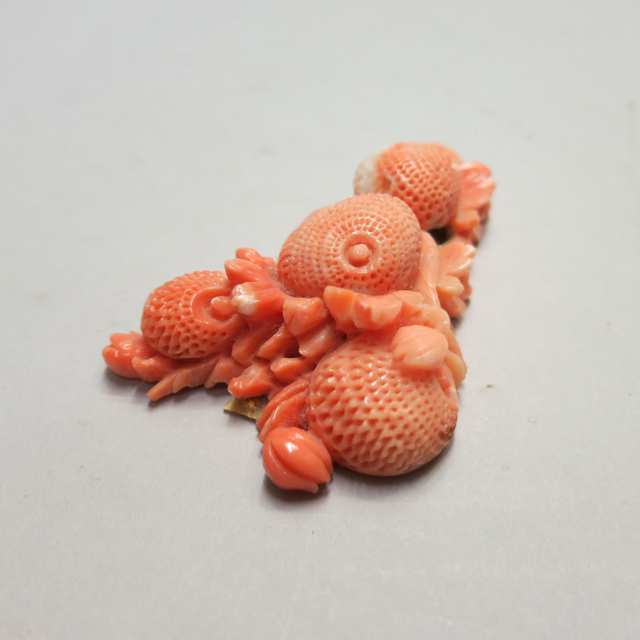 Coral Carved Lychee Pin Ornament