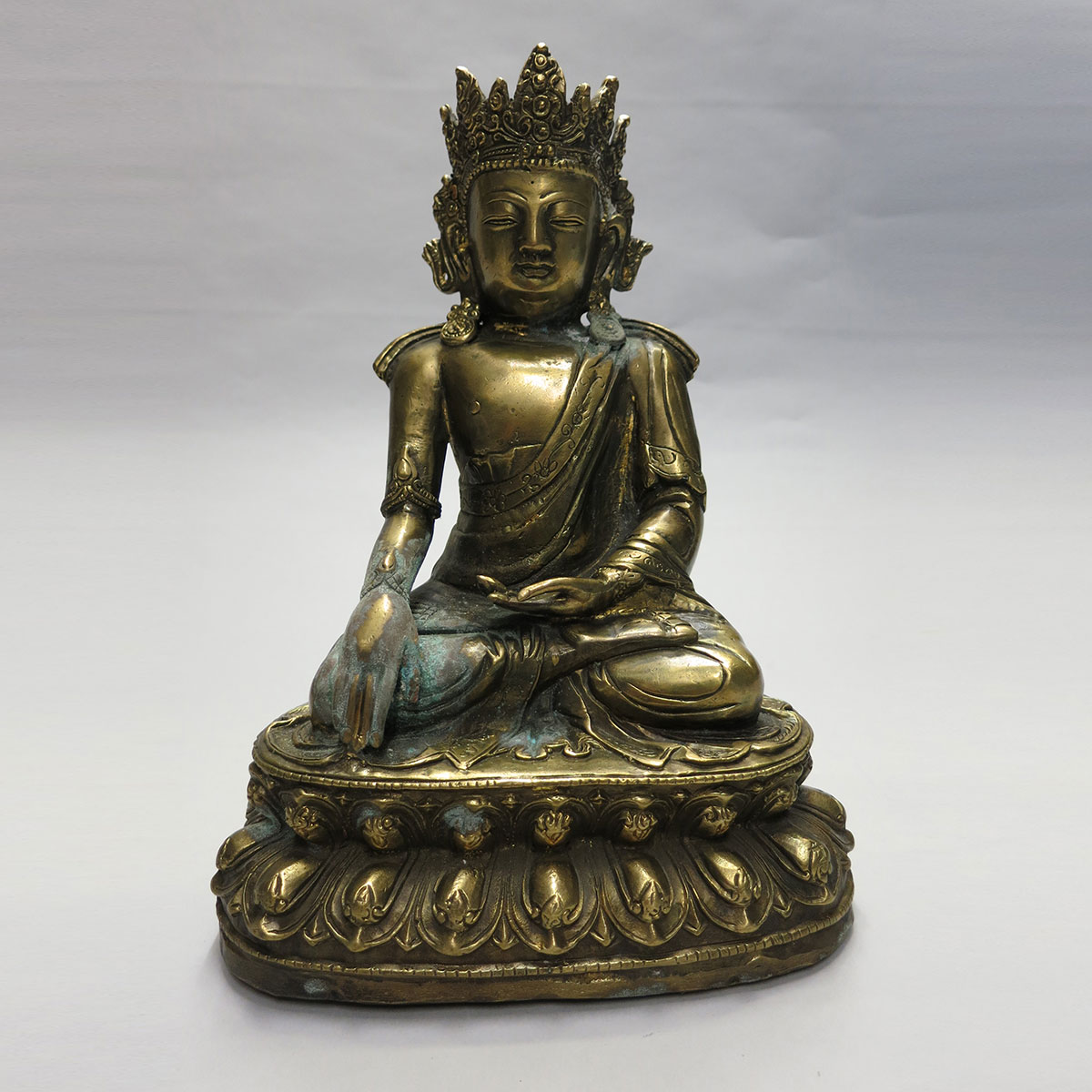 Bronze Seated Figure of a Crowned Buddha