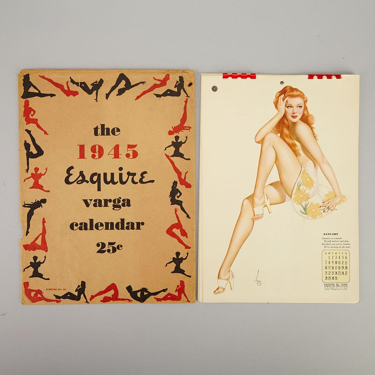 Alberto Vargas (Peruvian/American, 1896-1982) Esquire Varga Girl Calendar and Sleeve, 1945