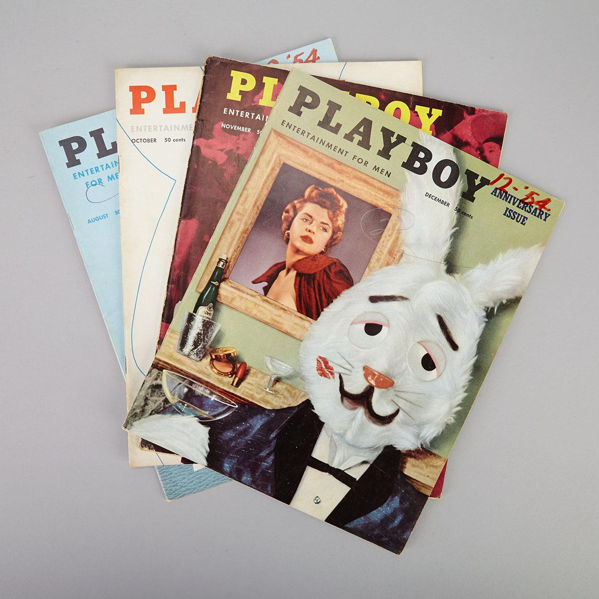 Five Early Issues of Playboy Magazine, February, August, October, November and December, 1954
