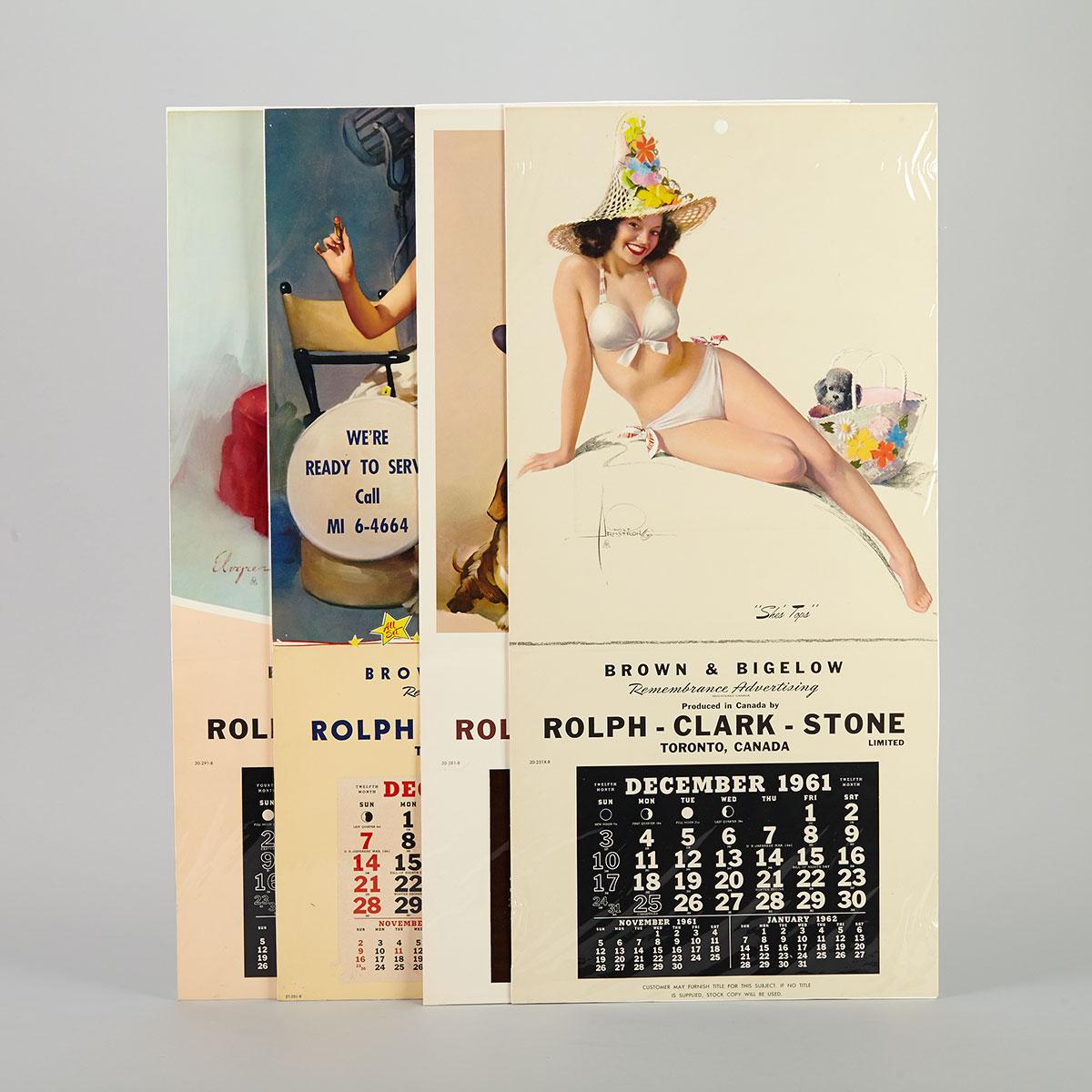 Group of Four Pin Up Calendar Salesman’s Samples or Proofs, c.1960