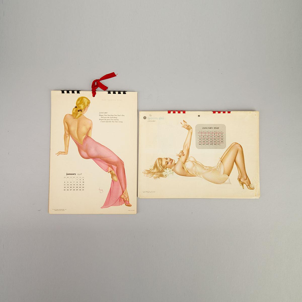 Alberto Vargas (Peruvian/American, 1896-1982), Two Varga Girl Calendars, 1947 and 1948